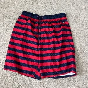Men’s Red white and blue striped with stars swim shorts